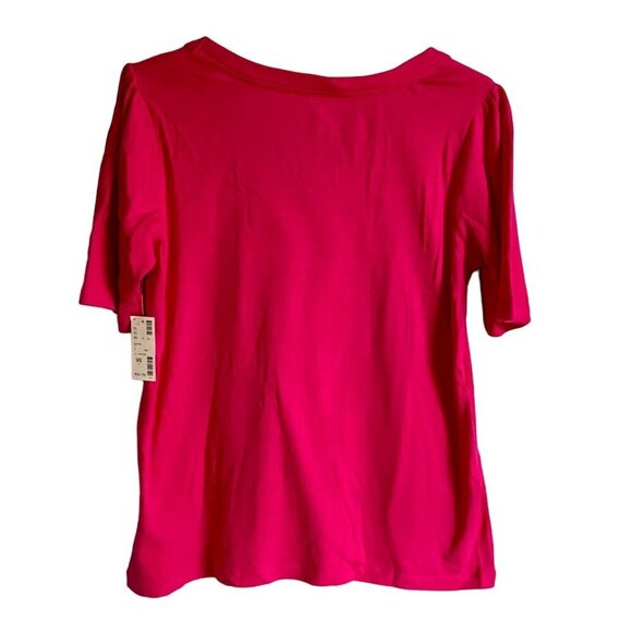 Avenue Bright Pink Scoop Tee Shirt Cotton Women's Size 14 16 NEW NWT - Picture 5 of 8